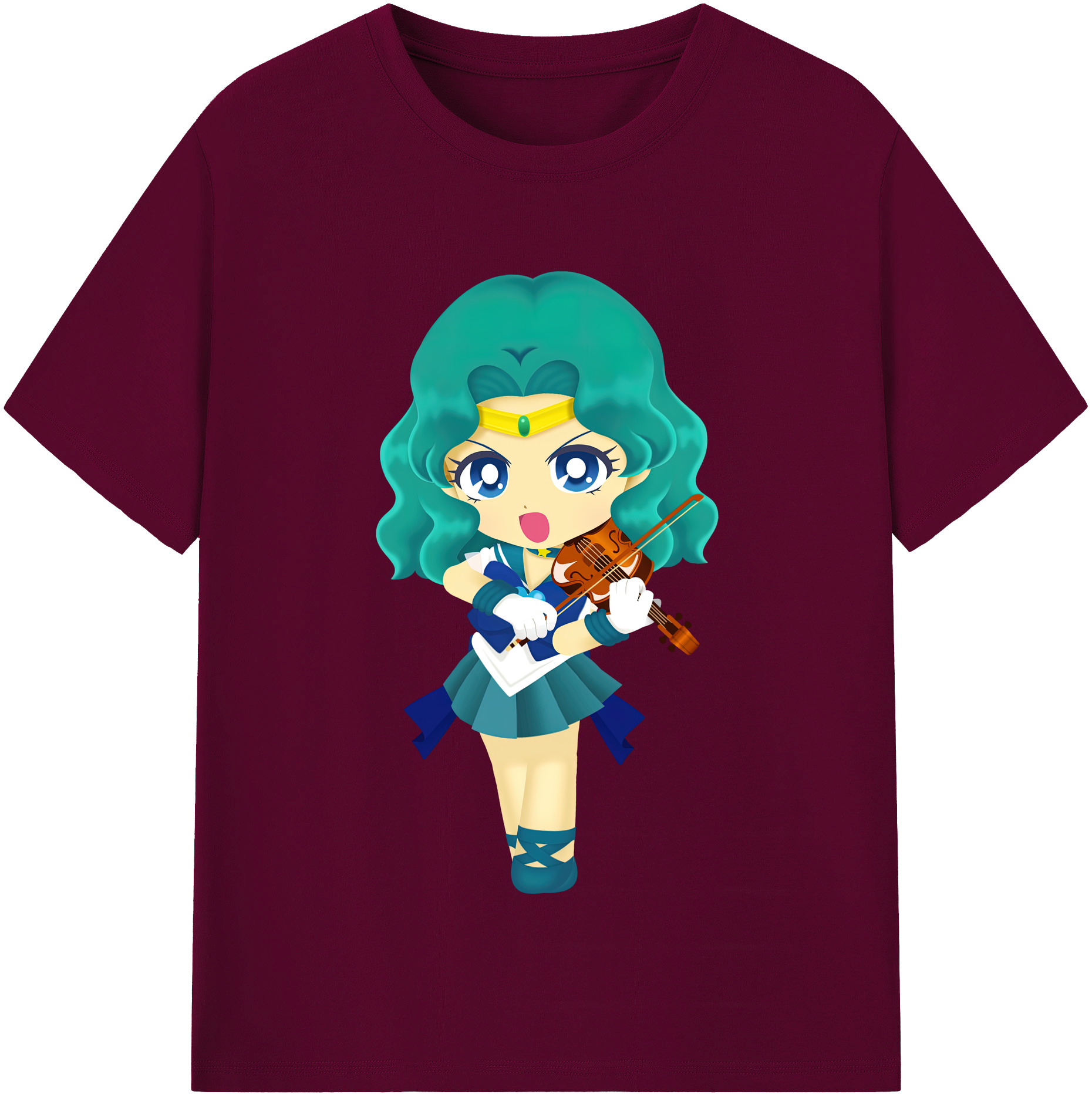 （画像用） 美少女戦士セーラームーン 海王 みちる（かいおう みちる） Sailor Moon Kaiou Michiru レディースカジュアルプリントTシャツ（綿100％）
